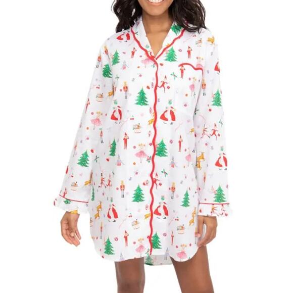 SANT AND ABEL X KATHY HILTON Christmas Magic Print Nightshirt XL White Multi NWT - Picture 1 of 9